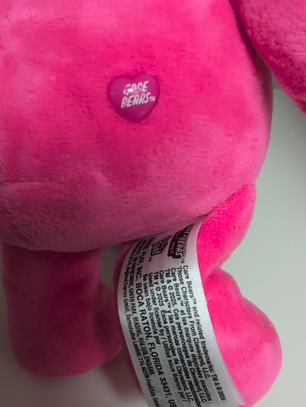 Basic Fun Care Bears Secret Bear 9" Hot Pink Bear Locket Belly Heart Foot Wink - Picture 4 of 6
